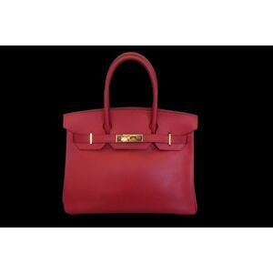 Hermes Birkin Handbag Red Courchevel With Gold Hardware Red Leather Handbag